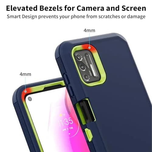 Jiunai Moto G Stylus 2021 Case 3-Piece Set | Heavy Duty Shockproof Blue thumbnail 5