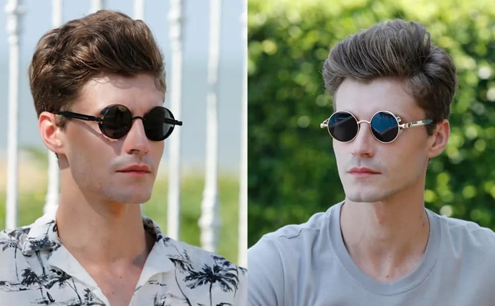 Dollger Vintage Steampunk Round Sunglasses 2 Pairs Pack | UV400 Protection for Men & Women thumbnail 6