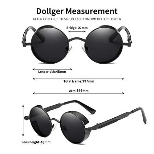 Dollger Vintage Steampunk Round Sunglasses 2 Pairs Pack | UV400 Protection for Men & Women thumbnail 2