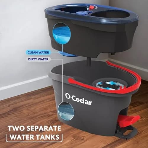 O-Cedar RinseClean Spin Mop & Bucket System with 3 Microfiber Heads | Cleans with Clean Water, Removes 99% Bacteria thumbnail 2