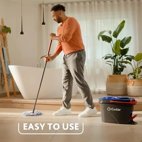 O-Cedar EasyWring RinseClean Microfiber Spin Mop & Bucket Floor Cleaning System with 4 Mop Heads | Cleans 99% Bacteria with Water thumbnail 5