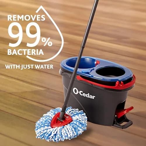 O-Cedar RinseClean Spin Mop & Bucket System with 2 Microfiber Mop Heads | Cleans with Clean Water | Removes 99% of Bacteria thumbnail 6
