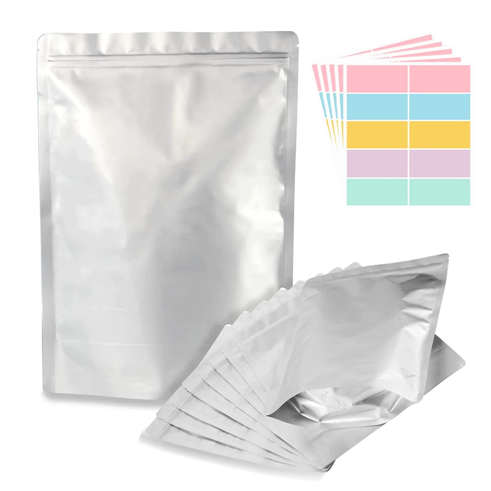 SHXWELL 1 Gallon Mylar Bags 25.4cm x 35.6cm (10"x14") | 50 Count Extra Thick 10 Mil Stand-Up Zipper Pouches for Long Term Food Storage