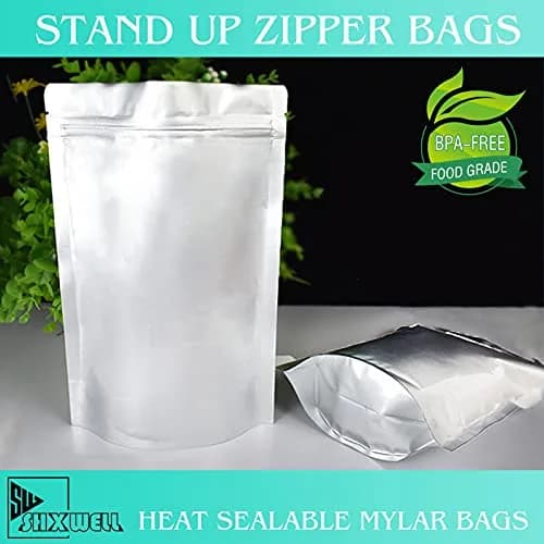 SHXWELL 1 Gallon Mylar Bags 25.4cm x 35.6cm (10"x14") | 50 Count Extra Thick 10 Mil Stand-Up Zipper Pouches for Long Term Food Storage thumbnail 7