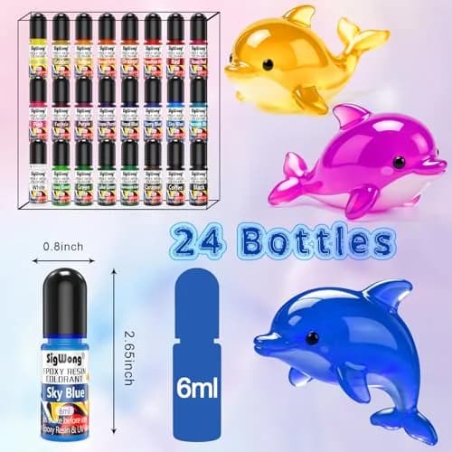 SigWong Epoxy Resin Pigment 24 Colors Liquid Translucent Dye | Highly Concentrated for DIY Jewelry & Crafts thumbnail 7
