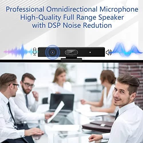PolaTab Conference Room Camera, 3-in-1, 1080p Full HD Webcam with Microphone and Speaker, USB Plug and Play, Wide Angle Video Conference Camera for Desktop, Laptop, Mac, PC (Black) thumbnail 4
