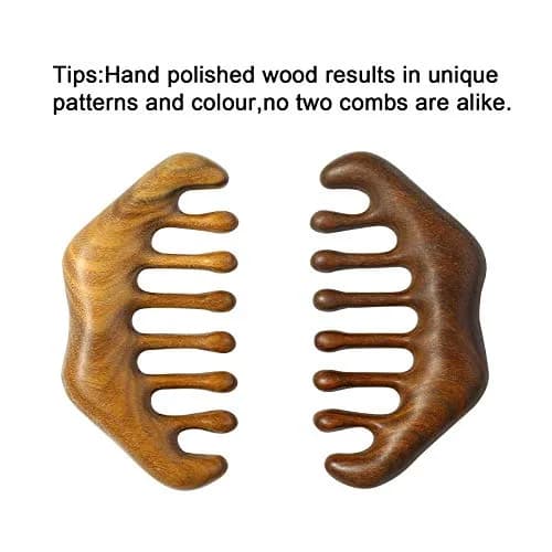 MIUPOO Natural Green Wood Wide Tooth Comb | Scalp Massager for Hair & Meridian Relaxation (1 Count) thumbnail 3