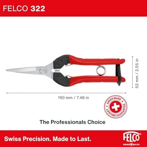 FELCO F322 Garden Snips 9.84" with Curved Blade & Rounded Tip | Carbon Steel Pruning Shears for Gardening thumbnail 3