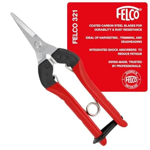 FELCO F321 Pruning Snips – 7" Garden Clippers with Curved Blade & Rounded Tip | Carbon Steel Shears for Gardening thumbnail 1