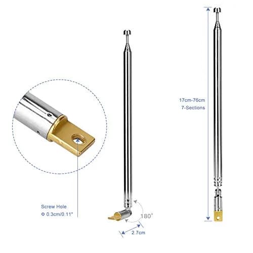 ENUODA Telescopic FM Antenna 17-76cm | Portable Radio & Home Stereo Receiver Compatible thumbnail 2