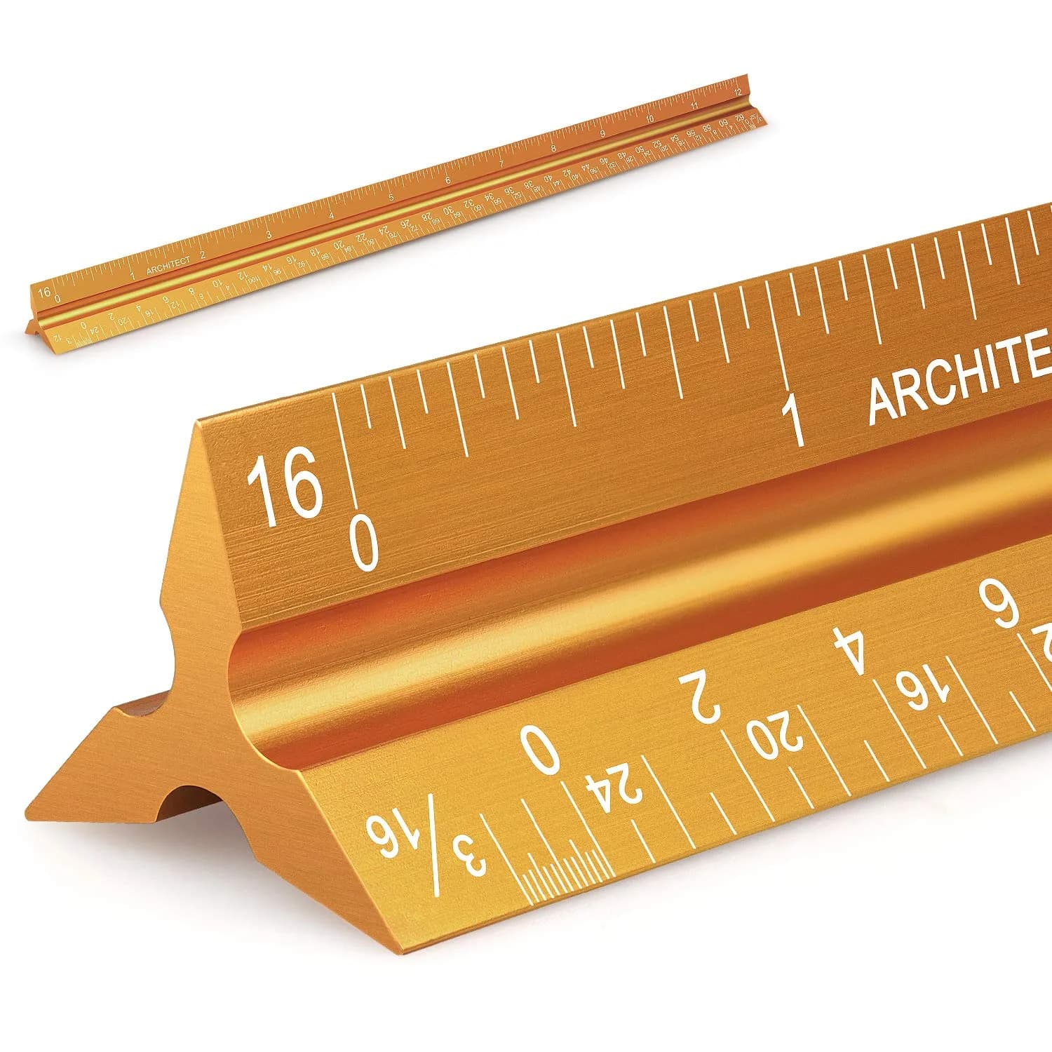 Hutou Architectural Scale Ruler 12" Golden | Precision Aluminum Drafting Tool