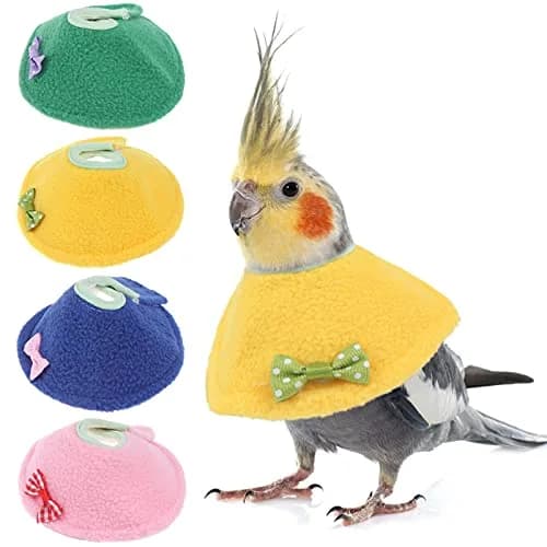 Haomian 4 Pack Soft Bird Elizabethan Collars for Small Parrots | Adjustable Cotton Recovery Cone thumbnail 1