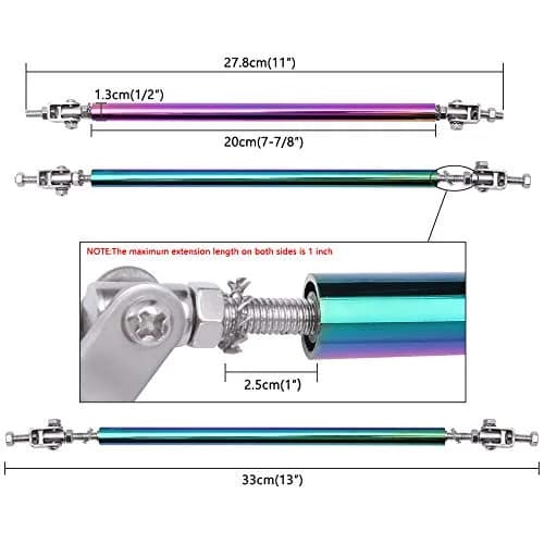 Rich Choices 2PCS Adjustable Splitter Strut Rods 8"-13" | Reinforce Front Lip & Diffuser thumbnail 4