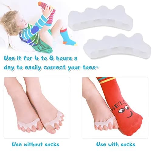 ERSANLI Gel Toe Separator & Bunion Corrector for Children | Overlapping Toe Relief, Beige, 2 Pcs thumbnail 5