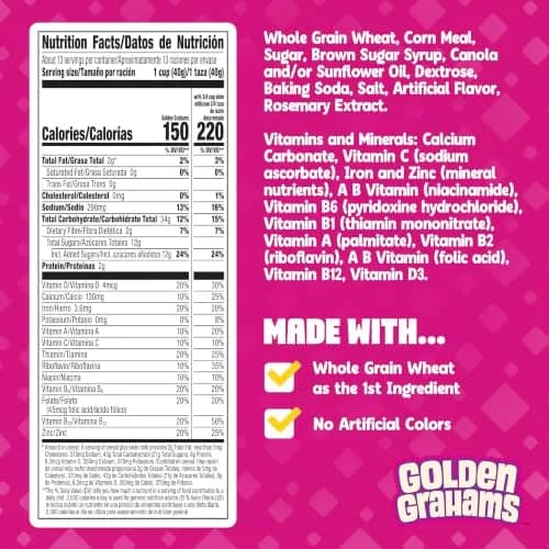 Golden Grahams Breakfast Cereal Whole Grain Family Size 536g (18.9 oz) | Nostalgic Graham Cracker Taste thumbnail 2