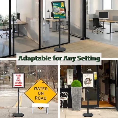 Mutualsign Heavy Duty Pedestal Sign Holder Stand 11x17" (28 x 43 cm) | Adjustable Height 31.5"-49" (80-125 cm) thumbnail 8