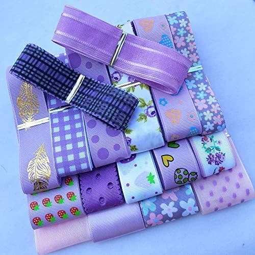 Libiline Purple Satin Organza Grosgrain Ribbon 17 Yards (51m) | Assorted Widths for Crafts & Decor thumbnail 3