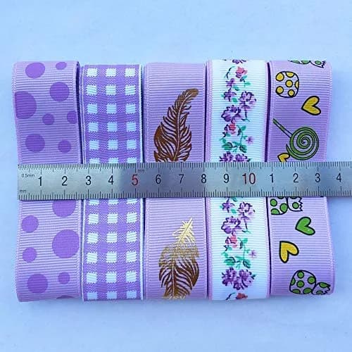 Libiline Purple Satin Organza Grosgrain Ribbon 17 Yards (51m) | Assorted Widths for Crafts & Decor thumbnail 5