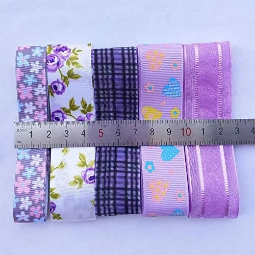 Libiline Purple Satin Organza Grosgrain Ribbon 17 Yards (51m) | Assorted Widths for Crafts & Decor thumbnail 7