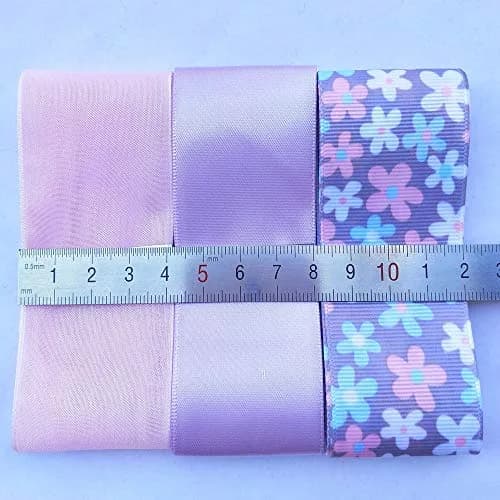 Libiline Purple Satin Organza Grosgrain Ribbon 17 Yards (51m) | Assorted Widths for Crafts & Decor thumbnail 9