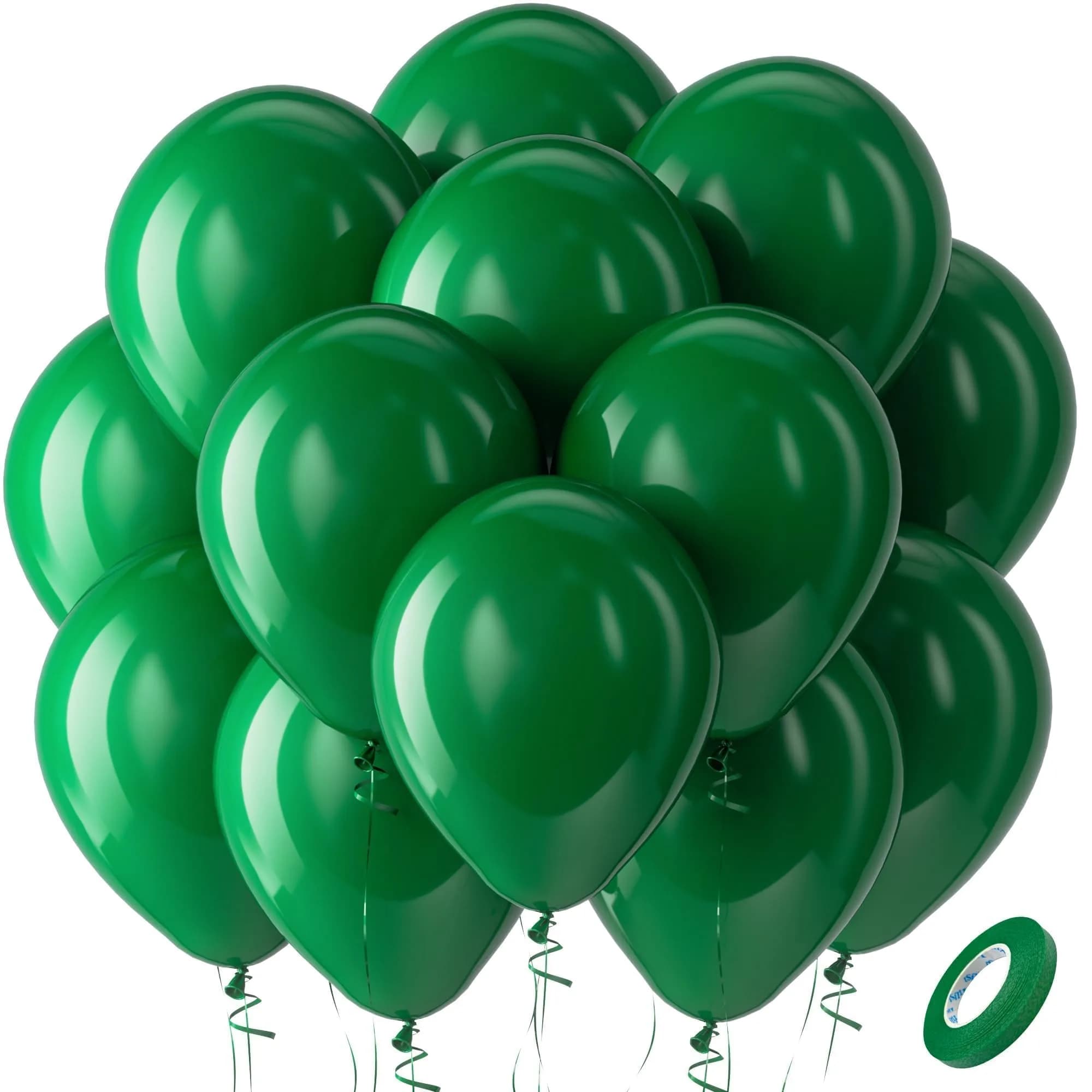 Bezente Dark Green Latex Balloons 100 Pack 12 inch | Premium Quality Party Balloons for Indian Celebrations