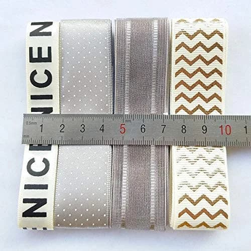 Libiline Assorted Grey Beige Satin Organza Grosgrain Ribbon Craft DIY Packing Hair Bow Accessory 25mm (1 inch) | Random 20 Yards thumbnail 5