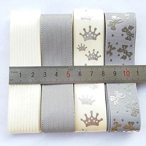 Libiline Assorted Grey Beige Satin Organza Grosgrain Ribbon Craft DIY Packing Hair Bow Accessory 25mm (1 inch) | Random 20 Yards thumbnail 7