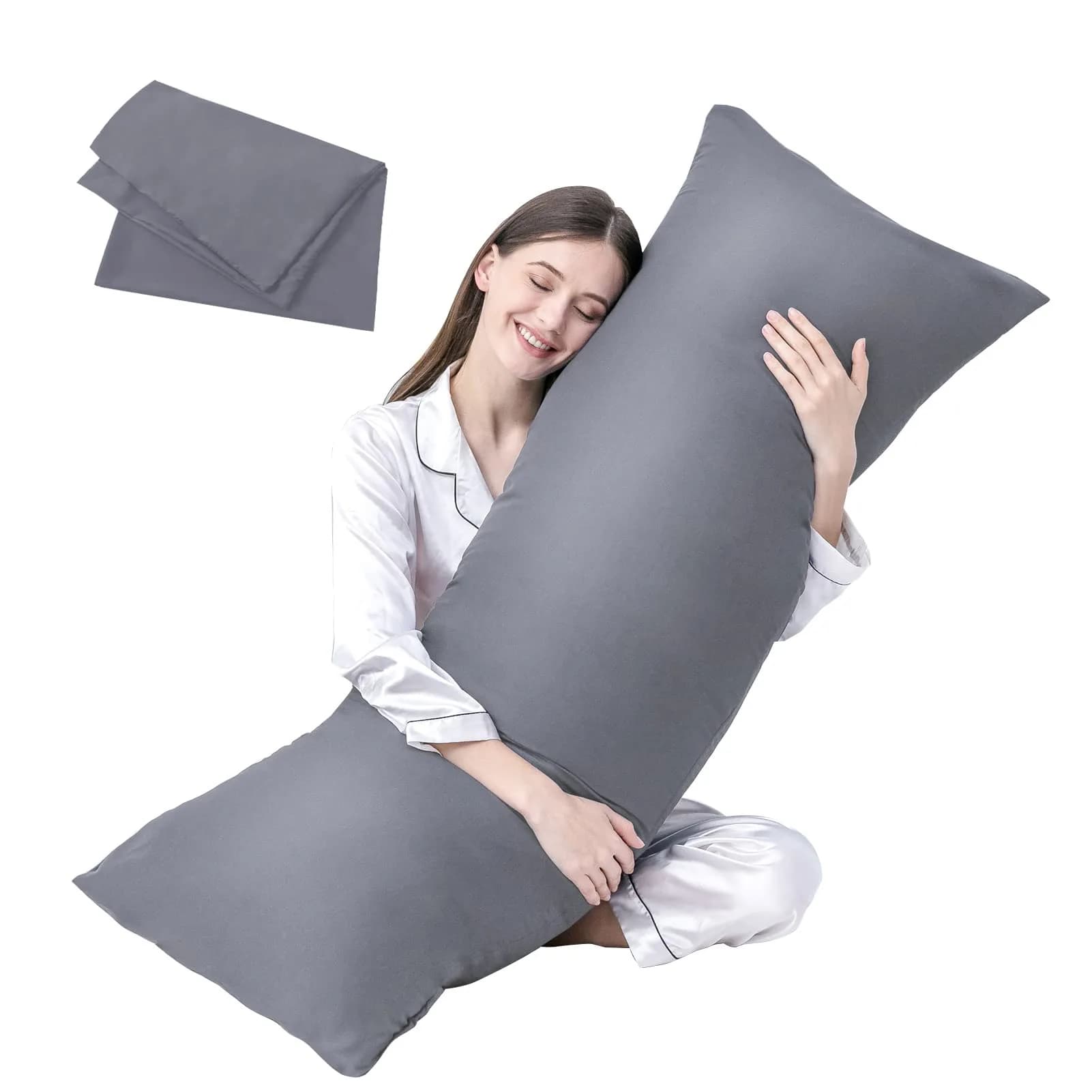 DOWNCOOL Luxury Full Body Pillow Insert with Cover 54"x20" (137cmx51cm) | Breathable Microfiber Pillow for Side Sleepers - main product image