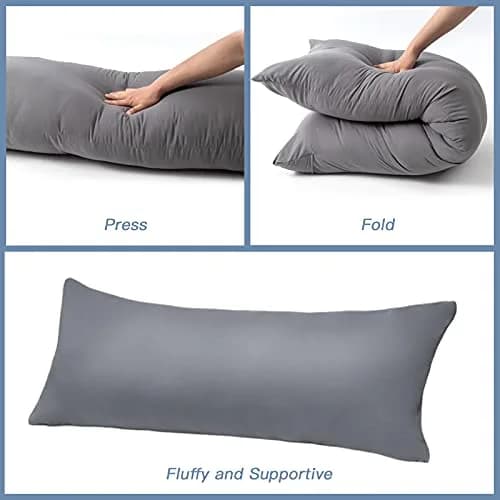 DOWNCOOL Luxury Full Body Pillow Insert with Cover 54"x20" (137cmx51cm) | Breathable Microfiber Pillow for Side Sleepers thumbnail 6