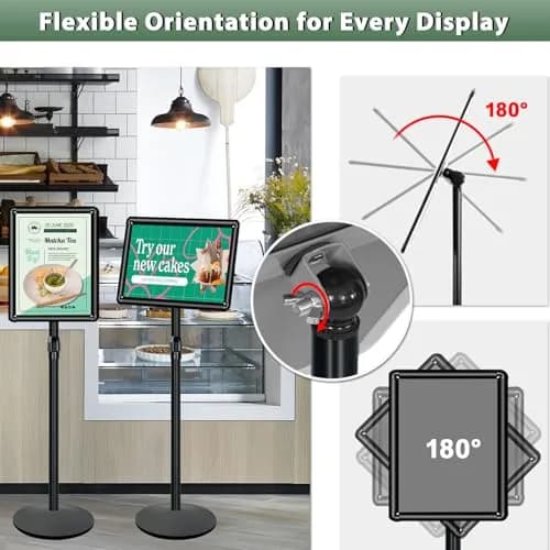 Mutualsign Heavy Duty Pedestal Sign Holder Stand, Adjustable Aluminum Frame, 8.5 x 11 Inches, Black thumbnail 5