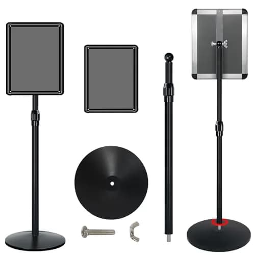 Mutualsign Heavy Duty Pedestal Sign Holder Stand, Adjustable Aluminum Frame, 8.5 x 11 Inches, Black thumbnail 9