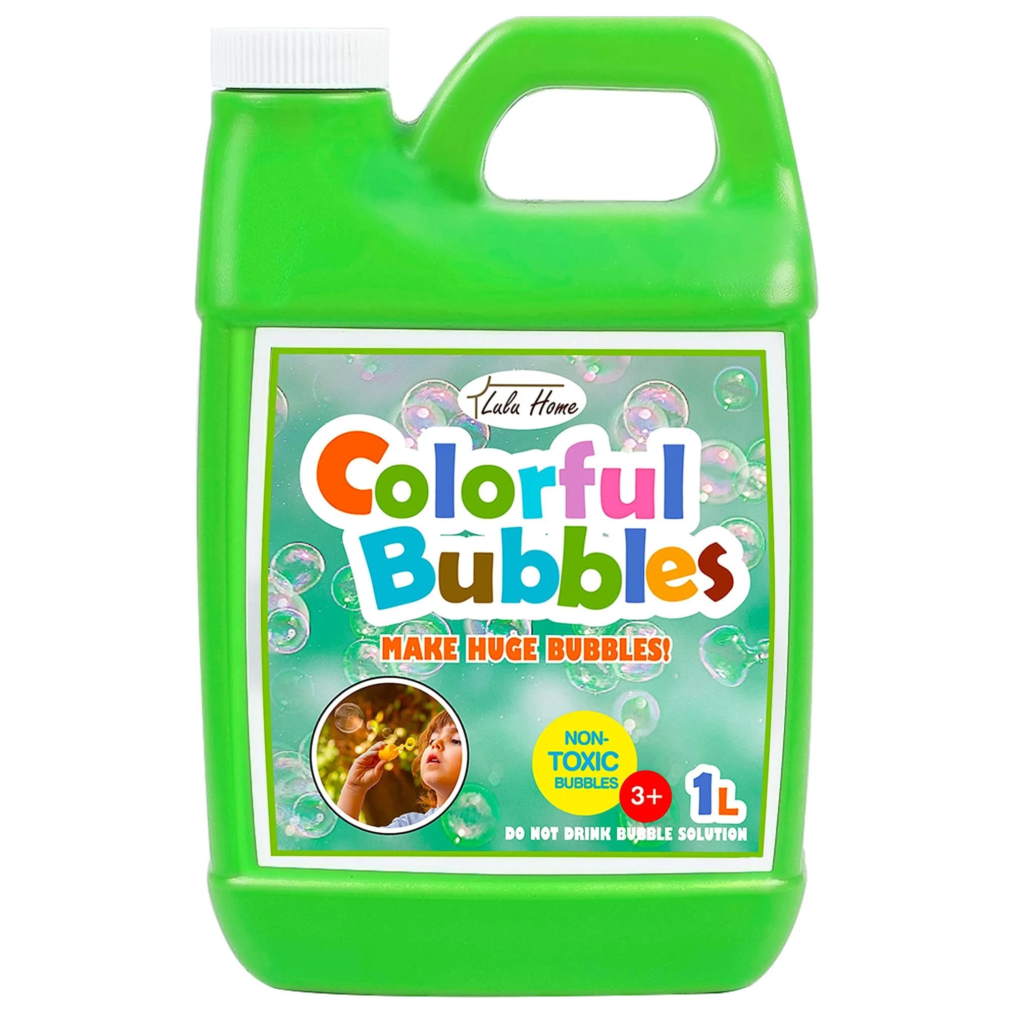 Lulu Home Concentrated Bubble Solution Grass Green 1 L (33.8 OZ) | Non-Toxic & Safe for Kids Over 3