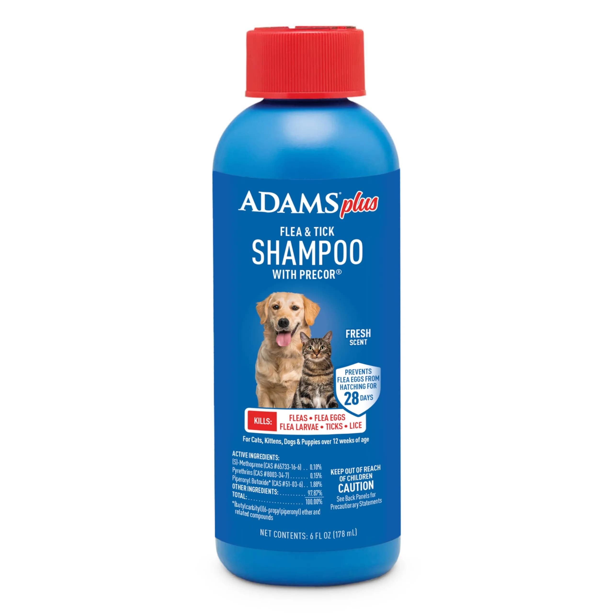 ADAMS Plus Flea & Tick Shampoo with Precor 177ml (6 Fl Oz) | Kills Fleas, Ticks, Eggs & Lice