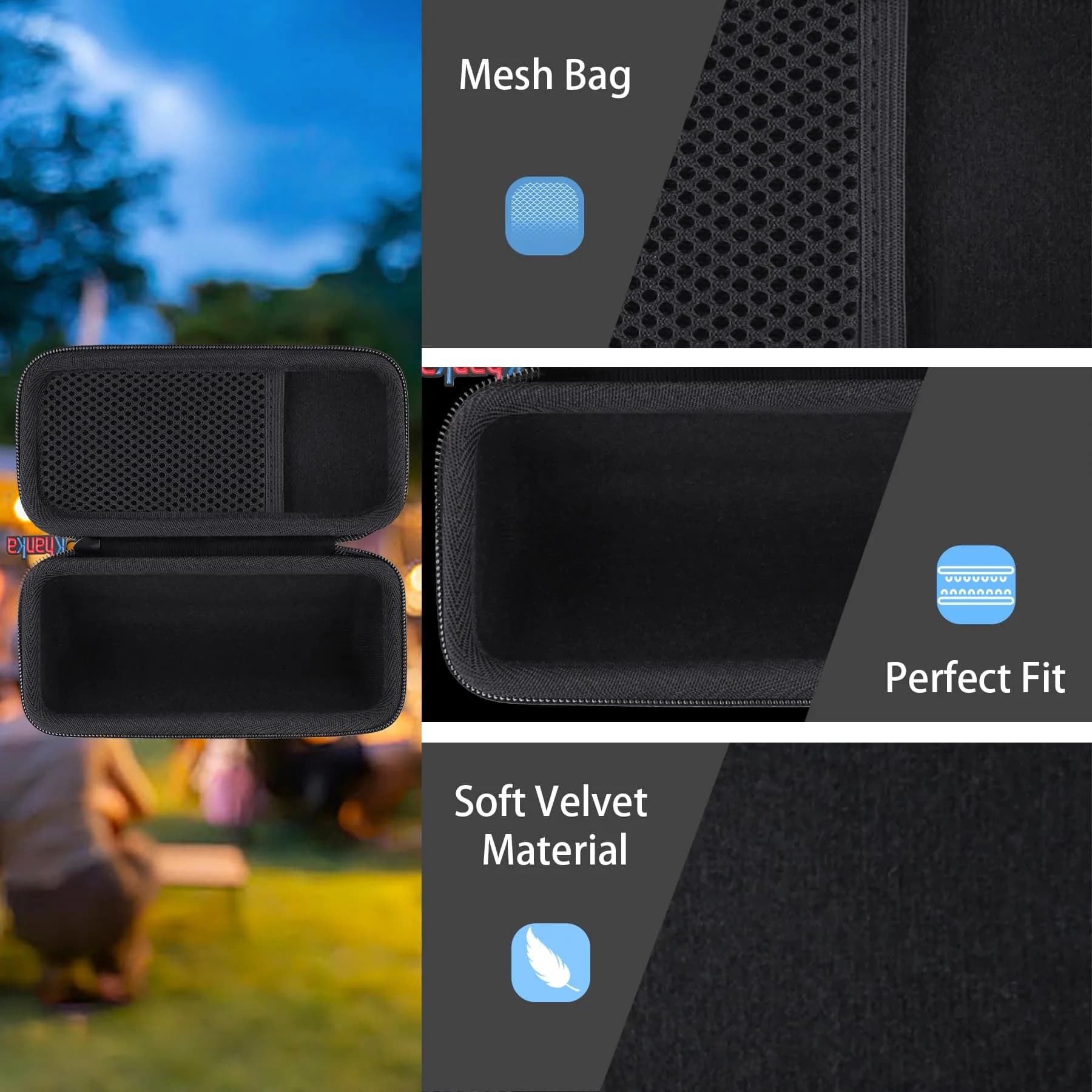 khanka Case for Sonos Roam 2/Sonos Roam Portable Bluetooth Speaker,Black | Hard EVA Waterproof Travel Cover - view 6