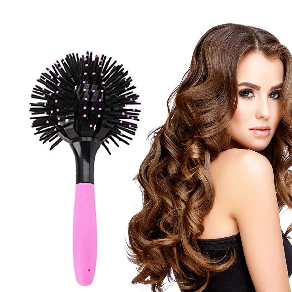 Aaiffey 3D Round Hair Brush for Women - Blow Drying Detangling 360 Degree Styling Brush for Thick Curly Hair - Circle Comb for Wet and Dry Hair (Purple) — Cows Print