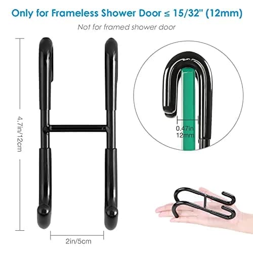Simtive Shower Door Hooks (3-Pack) | Frameless Glass Door Towel Hooks, Black, Rust-Resistant thumbnail 3