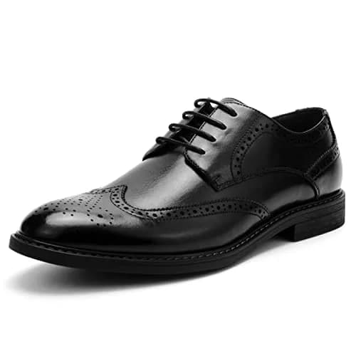 Temeshu Men's Dress Shoes Casual Oxford Shoes Black 9 | Classic Formal Leather Footwear thumbnail 1