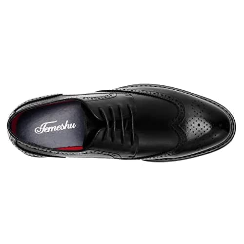 Temeshu Men's Dress Shoes Casual Oxford Shoes Black 9 | Classic Formal Leather Footwear thumbnail 5
