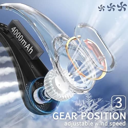 FrSara A8 Portable Neck Fan with 4000mAh Battery, 3-Speed, Bronze Black | Cools in 3 Seconds thumbnail 5