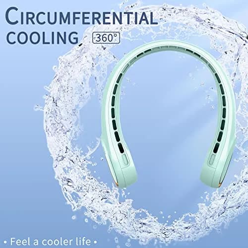 FrSara Wearable Neck Fan, 360° Cooling, 4000mAh Battery, 3-Speed, Crystal Green | Quiet Personal Air Cooler thumbnail 5