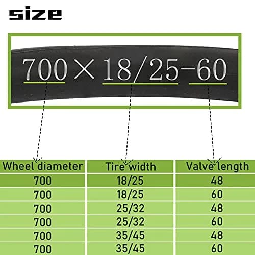 BWSHLF 700c x 18-25mm Road Bike Inner Tubes Presta Valve 60mm (2 Pack) | High-Quality Butyl Rubber for Durability thumbnail 3