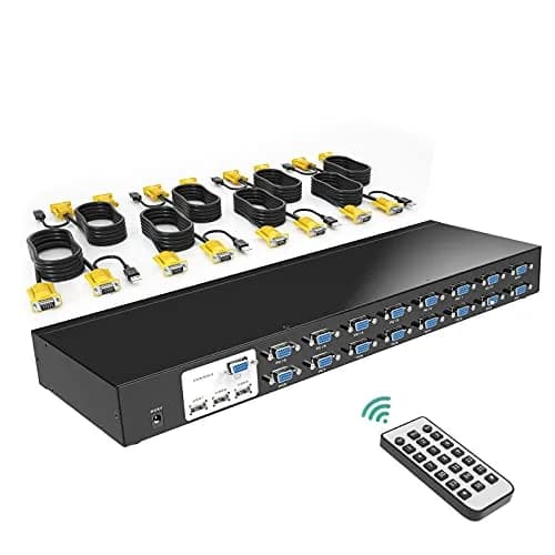 MT-VIKI 16 Port KVM Switch Rackmount 1U 19'' | Control 16 Computers with 1 Keyboard, Mouse, Monitor thumbnail 1