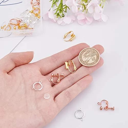 SUNNYCLUE 18Pcs 3 Colors Clip-on Earrings Converter Brass Non Pierced Earring Findings & 20Pcs Plastic Earring Pads for DIY Jewelry Making thumbnail 3