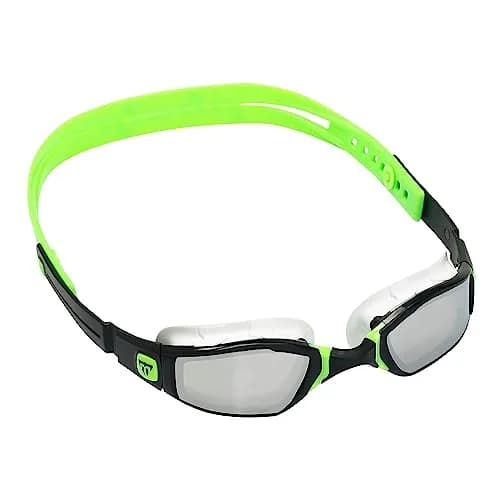 Phelps Ninja Competitive Swim Goggles Silver Mirror Lens Black & Lime Frame | Anti-Fog UV Protection thumbnail 1