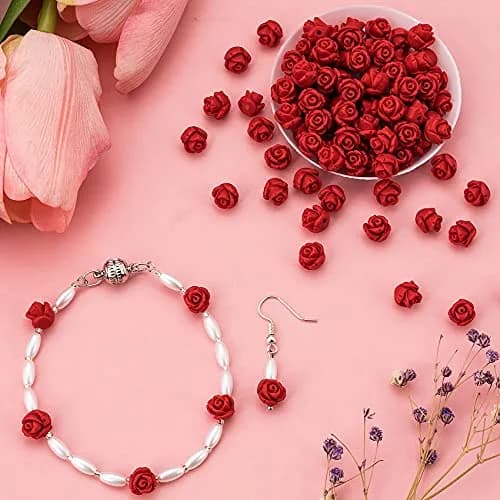 OIIKI Cinnabar Carved Rose Beads 8mm (100PCS) | Authentic USA Import for Jewelry Making thumbnail 7
