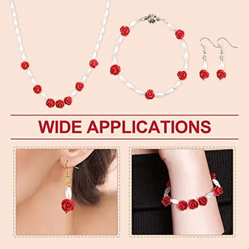 OIIKI Cinnabar Carved Rose Beads 8mm (100PCS) | Authentic USA Import for Jewelry Making thumbnail 3