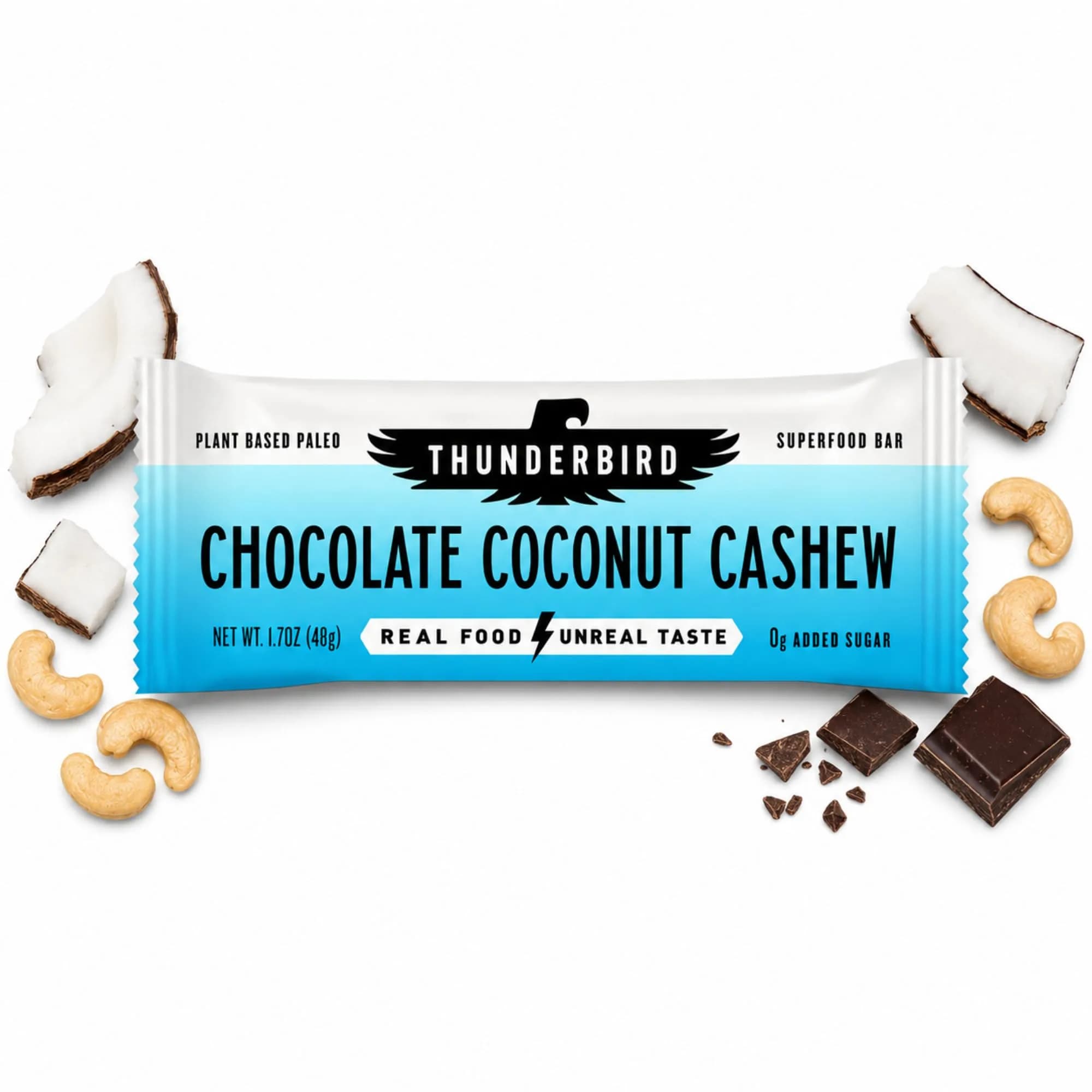 Thunderbird Real Food Bars Hazelnut 12 count | Gluten-Free Vegan Paleo Snack — Chocolate Coconut Cashew / (1.7 oz Bars)