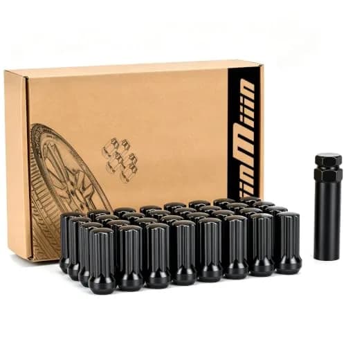 JiiinMiiin M12x1.25 Black Lug Nuts with Cone Seat, 20PCS | Durable Alloy Steel, Rust-Resistant — Black / M14x2.0 / 32pcs - 2"tall