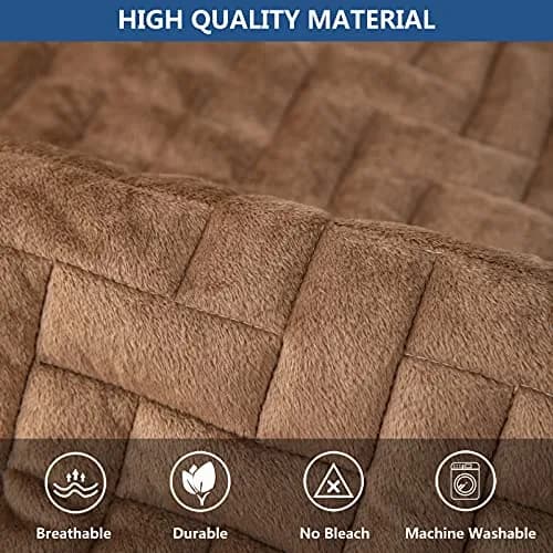Eismodra Couch Cover for 3 Cushion Sofa | Anti-Slip Sectional Slipcover in Brown, 36"x47" thumbnail 3