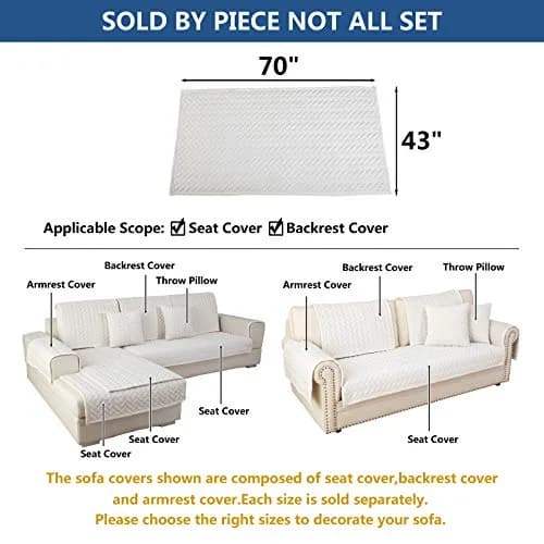 Eismodra White 1 Piece Crystal Velvet Sofa Cover 109cm x 178cm | Protects Furniture from Pets & Spills thumbnail 5